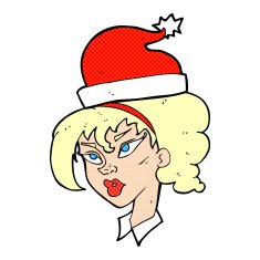 cartoon woman ready for christmas N46