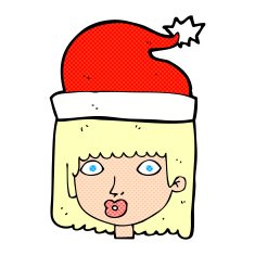 cartoon woman wearing santa hat N5