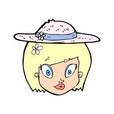 cartoon woman wearing summer hat N7