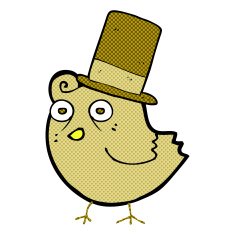 cartoon bird wearing hat N5