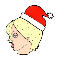 cartoon woman wearing santa hat N6