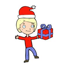 cartoon boy with present N6