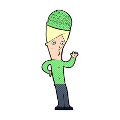 cartoon man wearing winter hat N44