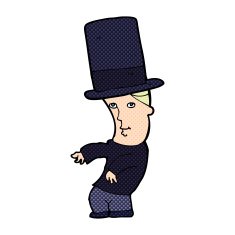 cartoon man wearing top hat N43