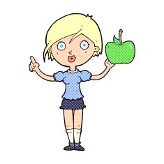 cartoon woman talking about health food N3