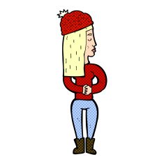 cartoon woman wearing winter hat N53