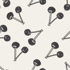 cherry doodle seamless pattern background