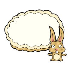 cartoon rabbit with text space cloud N3