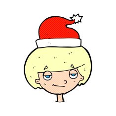 cartoon boy in santa hat N6