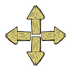 cartoon wood direction signs N3