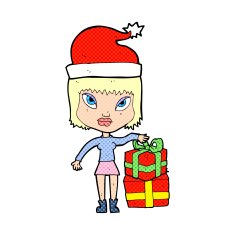 cartoon woman with present N14