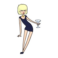 cartoon woman with cocktail N2