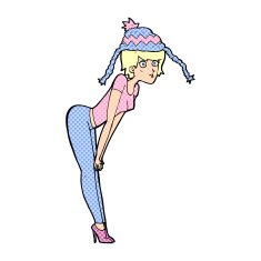 cartoon woman wearing winter hat N54