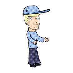 cartoon worried man wearing hat N5