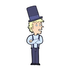 cartoon man wearing top hat N45
