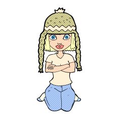 cartoon woman wearing hat N15