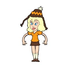 cartoon woman wearing hat N16