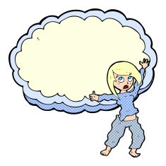 cartoon stressed out woman in front of cloud N3