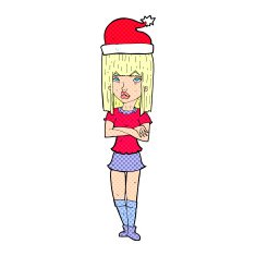 cartoon woman in christmas hat N8