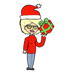 cartoon woman getting ready for christmas N10