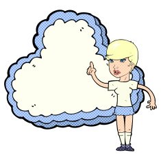 woman with text space cloud N7