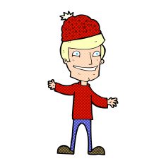 cartoon man wearing winter hat N47