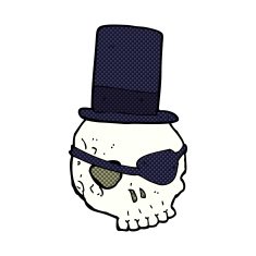 skull in top hat cartoon N3