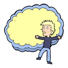 cartoon man with text space cloud N7