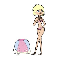 cartoon woman with beachball N3