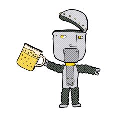 cartoon robot drinking beer