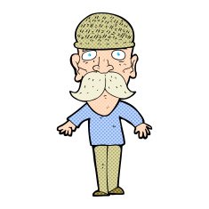 cartoon man wearing winter hat N49