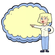 cartoon woman with text cloud space N5