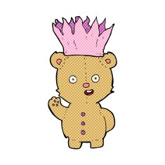 cartoon teddy bear wearing paper crown N7