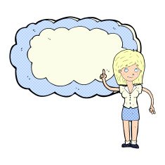 cartoon woman with text space cloud N6