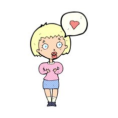cartoon surprised woman in love N3