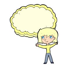 cartoon woman with text cloud space N6
