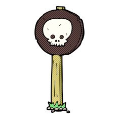 cartoon spooky skull signpost N7