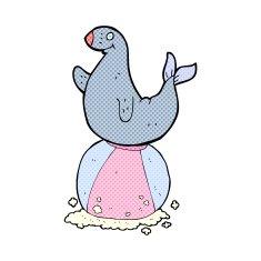 cartoon seal with ball N6