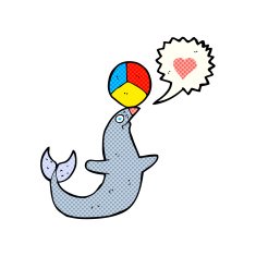 cartoon seal with ball N7