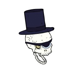 cartoon skull in top hat N5