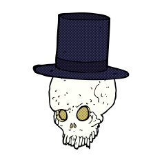cartoon skull in top hat N6