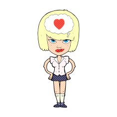 cartoon woman thining about love N3