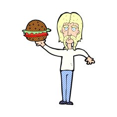 cartoon man with burger N6