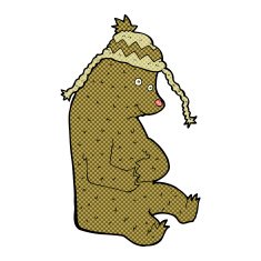 cartoon bear in winter hat N3
