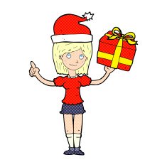 cartoon woman with gifts N6