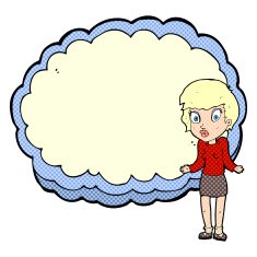 woman with text space cloud N8