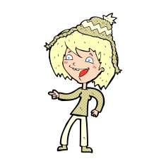 cartoon woman wearing hat N18