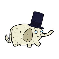 cartoon elephant wearing top hat N3
