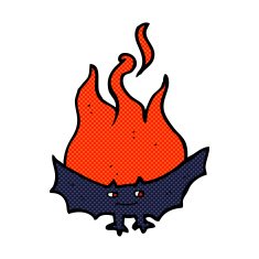cartoon flaming halloween bat N3