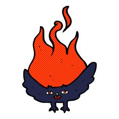 cartoon flaming halloween bat N4